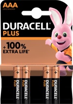 Duracell batterij Plus 100% AAA, blister van 4 stuks
