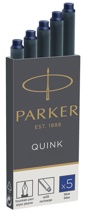 Parker Quink inktpatronen permanent blauw, doos met 5 stuks