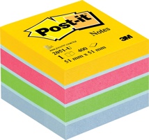 Post-it Notes mini kubus, 400 vel, 51 x 51 mm, geassorteerde kleuren