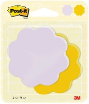 Post-it Notes, 2 x 75 vel, 72,5 x 72,2 mm, bloem, paars en ultrageel