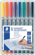 Staedtler Lumocolor 315, OHP-marker, non permanent, 1,0 mm, box van 8 stuks in geassorteerde kleuren