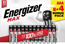 Energizer batterijen Max AAA/LR03/E92, blister van 8 + 4