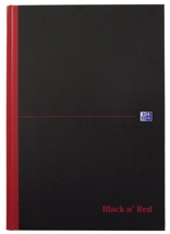 Oxford BLACK N' RED gebonden boek, 192 bladzijden, A4, geruit 5 mm