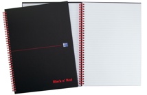 Oxford BLACK N' RED spiraalblok karton, 140 bladzijden A5, gelijnd