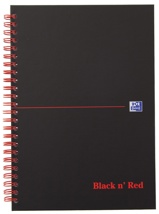 Oxford BLACK N' RED spiraalblok karton, 140 bladzijden A5, geruit 5 mm