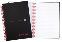 Oxford BLACK N' RED spiraalblok kunststof, 140 bladzijden A5, gelijnd
