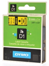 Dymo D1 tape 9 mm, zwart op geel