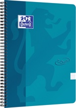 Oxford School Touch spiraalblok, A4, 140 bladzijden, geruit 5 mm, blauw (aqua)
