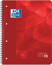 Oxford School Projectbook spiraalschrift, A4+, 4-gaats perforatie, geruit 5 mm, rood
