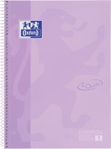 Oxford School Touch Europeanbook spiraalblok, A4+, 160 bladzijden, gelijnd, pastel paars