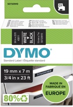 Dymo D1 tape 19 mm, wit op zwart