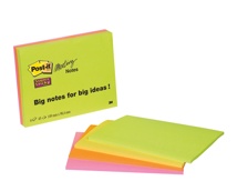 Post-It Super Sticky Meeting notes, 45 vel, 101 x 152 mm, geassorteerde kleuren, pak van 4 blokken