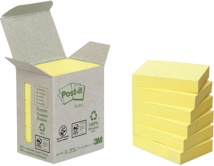 Post-it Recycled notes, 100 vel, 38 x 51 mm, geel, pak van 6 blokken