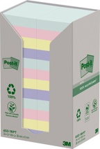Post-it recycled notes Nature, 100 vel, 38 x 51 mm, pak van 24 blokken, geassorteerde kleuren