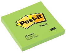 Post-it Notes, 100 vel, 76 x 76 mm, neongreon