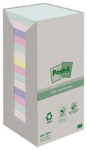 Post-it recycled notes Nature, 100 vel, 76 x 76 mm, pak van 16 blokken, geassorteerde kleuren