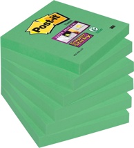 Post-it Super Sticky notes, 90 vel, 76 x 76 mm, pak van 6 blokken, groen (clover green)