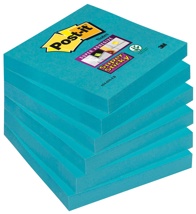 Post-it Super Sticky notes, 90 vel, 76 x 76 mm, pak van 6 blokken, blauw (paradise blue)