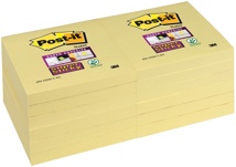 Post-it Super Sticky notes, 90 vel, 76 x 76 mm, geel, pak van 12 blokken