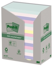 Post-it recycled notes Nature, 100 vel, 76 x 127 mm, pak van 16 blokken, geassorteerde kleuren