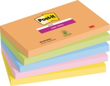 Post-it Super Sticky notes Boost, 90 vel, 76 x 127 mm, geassorteerde kleuren, pak van 5 blokken
