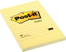 Post-it Notes, 102 x 152 mm, geel, gelijnd, blok van 100 vel
