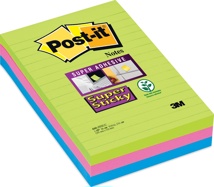 Post-it Super Sticky notes XXL, 90 vel, 102 x 152 mm, geassorteerde kleuren, pak van 3 blokken