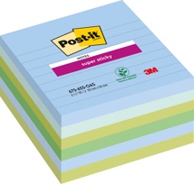 Post-it Super Sticky notes XL Oasis, 90 vel, 101 x 101 mm, gelijnd, geassorteerde kleuren, pak van 6
