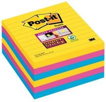 Post-it Super Sticky notes XL Carnival, 90 vel, 101 x 101 mm, gelijnd, assorti pak van 6 blokken