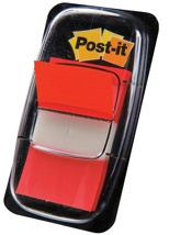 Post-it index standaard, 24,4 x 43,2 mm, houder met 50 tabs, rood
