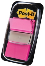 Post-it index standaard, 24,4 x 43,2 mm, houder met 50 tabs, roze