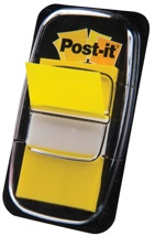 Post-it index standaard, 24,4 x 43,2 mm, houder met 50 tabs, geel