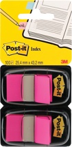 Post-it index standaard, 24,4 x 43,2 mm, houder met 2 x 50 tabs, roze