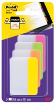 Post-it Index Strong, , 38 x 50,8 mm, blister met 4 kleuren, 6 tabs per kleur