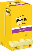 Post-It Super Sticky Notes, 90 vel, 76 x 76 mm, geel, pak van 12 blokken