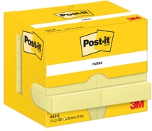 Post-It Notes, 100 vel, 38 x 51 mm, geel, pak van 12 blokken