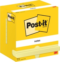 Post-It Notes, 100 vel, 76 x 127 mm, geel, pak van 12 blokken