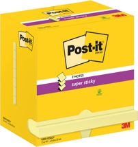 Post-It Super Sticky Z-Notes, 90 vel, 76 x 127 mm, geel, pak van 12 blokken