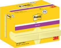 Post-It Super Sticky Notes, 90 vel, 47,6 x 47,6 mm, geel, 8 + 4 GRATIS