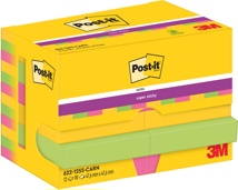 Post-It Super Sticky Notes Carnival, 90 vel, 47,6 x 47,6 mm, pak van 12 blokken