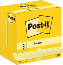 Post-It Z-Notes , 100 vel, 76 x 127 mm, geel, pak van 12 blokken