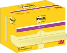 Post-It Super Sticky Notes, 90 vel, 47,6 x 47,6 mm, geel, pak van 12 blokken