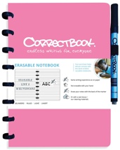 Correctbook A5 Original: uitwisbaar / herbruikbaar notitieboek, gelijnd, Blossom Pink (roze)