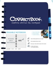 Correctbook A4 Original:  uitwisbaar / herbruikbaar notitieboek, gelijnd, Midnight Blue