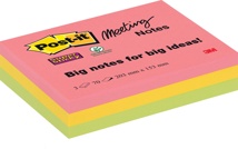 Post-it Super Sticky Meeting notes, 70 vel, 203 x 153 mm, geassorteerde kleuren, pak van 3 blokken