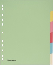 Pergamy tabbladen A4 maxi, 11-gaatsperforatie, karton, geassorteerde pastelkleuren, 6 tabs