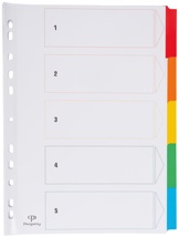 Pergamy tabbladen met indexblad, A4, 11-gaatsperforatie, geassorteerde kleuren, 5 tabs