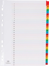 Pergamy tabbladen met indexblad, A4, 11-gaatsperforatie, geassorteerde kleuren, set 1-31