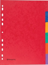Pergamy tabbladen A4, 11-gaatsperforatie, stevig karton, geassorteerde kleuren, 6 tabs