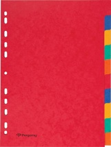 Pergamy tabbladen A4, 11-gaatsperforatie, stevig karton, geassorteerde kleuren, 10 tabs